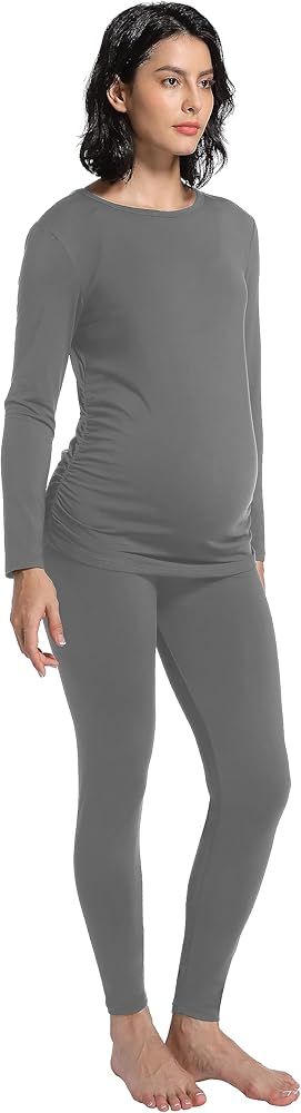 Foucome Maternity Thermal Underwear Set Long Johns Set Top and Bottom Fleece Lined Base Layer Paj... | Amazon (US)