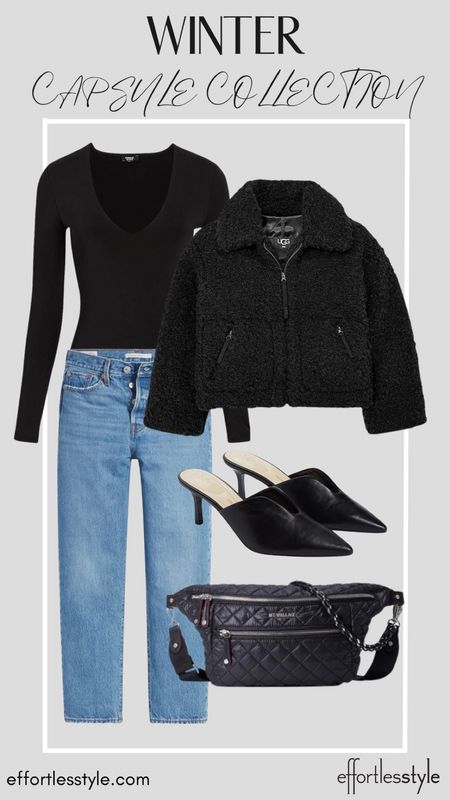 Black bodysuit paired with jeans, mules, and a teddy coat 🔥 

#LTKSeasonal #LTKstyletip #LTKshoecrush
