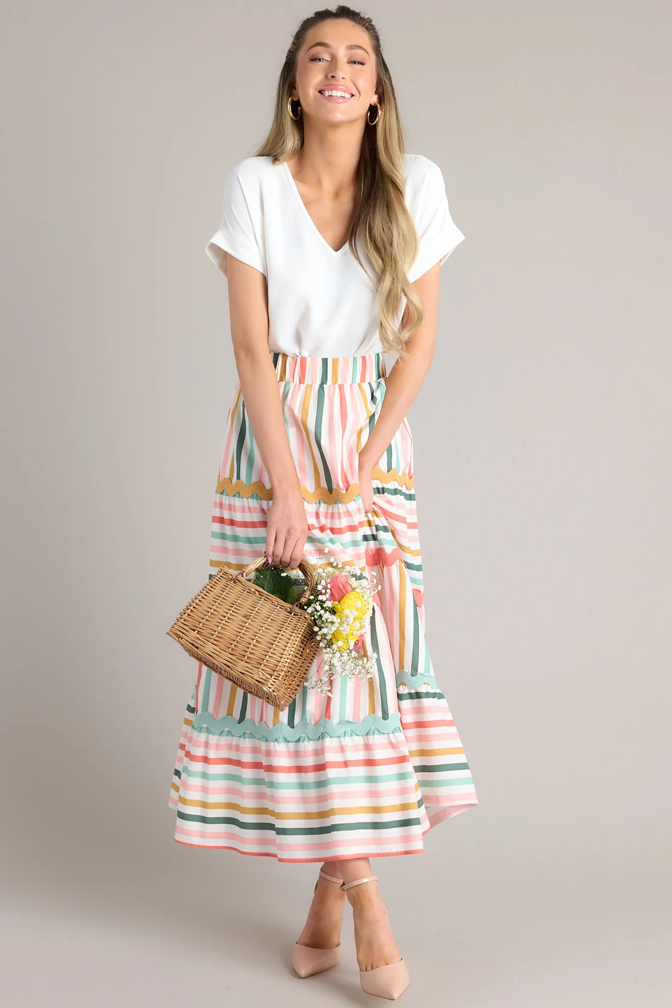 At This Point White Short Sleeve V-Neck Bodysuit | Red Dress