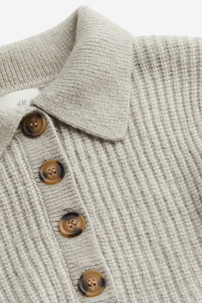 Collared Rib Knit Sweater - Light greige - Ladies | H&M AU | H&M (AU)