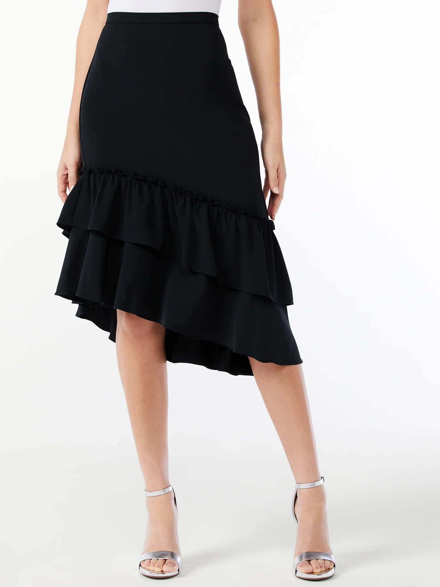 Sofia Jeans by Sofia Vergara Women's Stretch Asymmetrical Double Ruffle Skirt | Walmart (US)