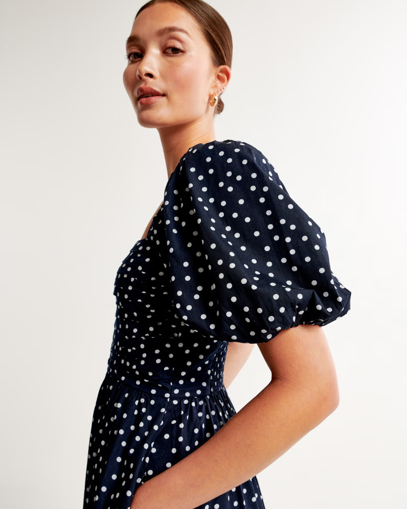 Emerson Poplin Puff Sleeve Midi Dress | Abercrombie & Fitch (US)