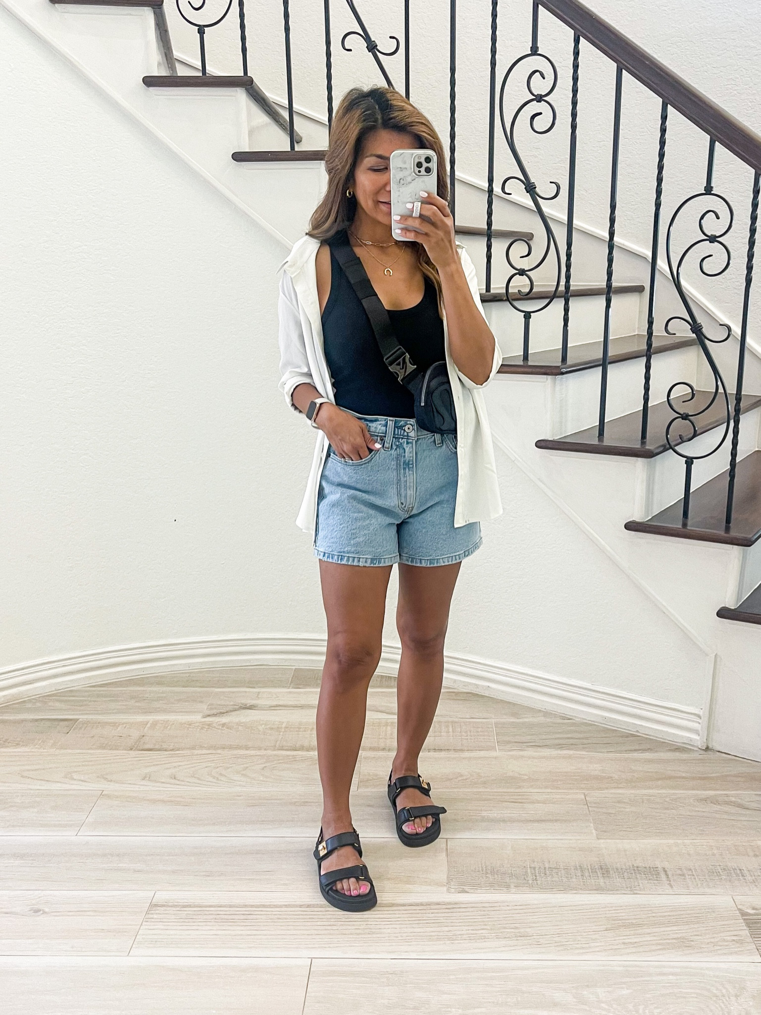 High Rise 4” Mom shorts fits tts, wearing size 26. This is the regular fit, I also linked curve love version.
Tank top in small, tts
White button down shirt in small tts(Amazon find)
Sandals fit tts(love and have it in white)
Summer outfit, Abercrombie Style,summer fashion, jean shorts, denim shorts 

#LTKFind #LTKsalealert #LTKstyletip