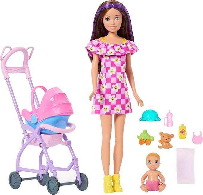 Barbie Skipper Babysitters, Inc. Playset with Brunette Doll, Blonde Baby Doll, Stroller with Remo... | Amazon (US)