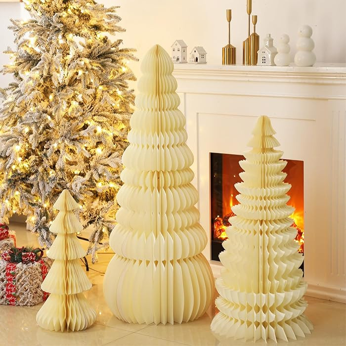 Large Honeycomb Christmas Tree - 4ft 3ft 2ft Paper Christmas Folding 3D Home Decoration Set with ... | Amazon (US)