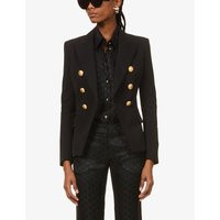 Balmain Double-breasted wool-twill jacket, Women's, Size: 10, Noir | Selfridges