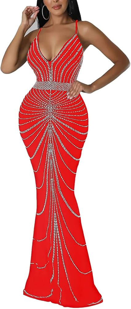 Nagfar Women Rhinestone Birthday Party Dresses Sexy Club Night Outfits | Amazon (US)