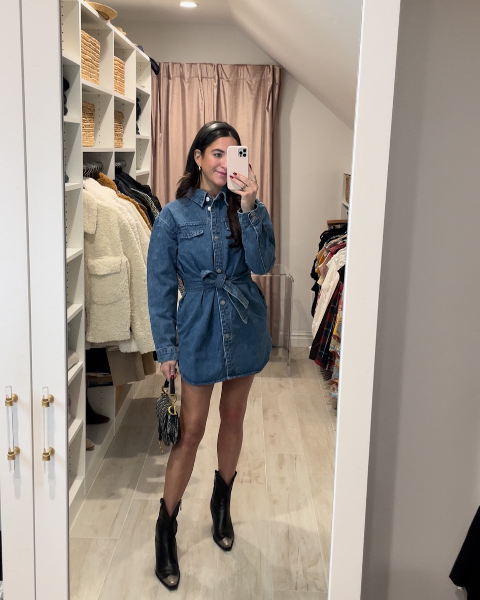 white christmas dresses Kelsie Belted Denim Shirtdress Denim / Large