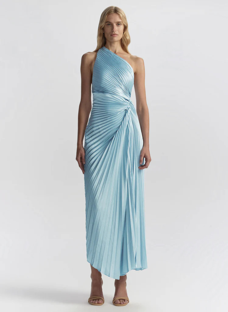 Lara Satin Pleated Midi Dress | A.L.C