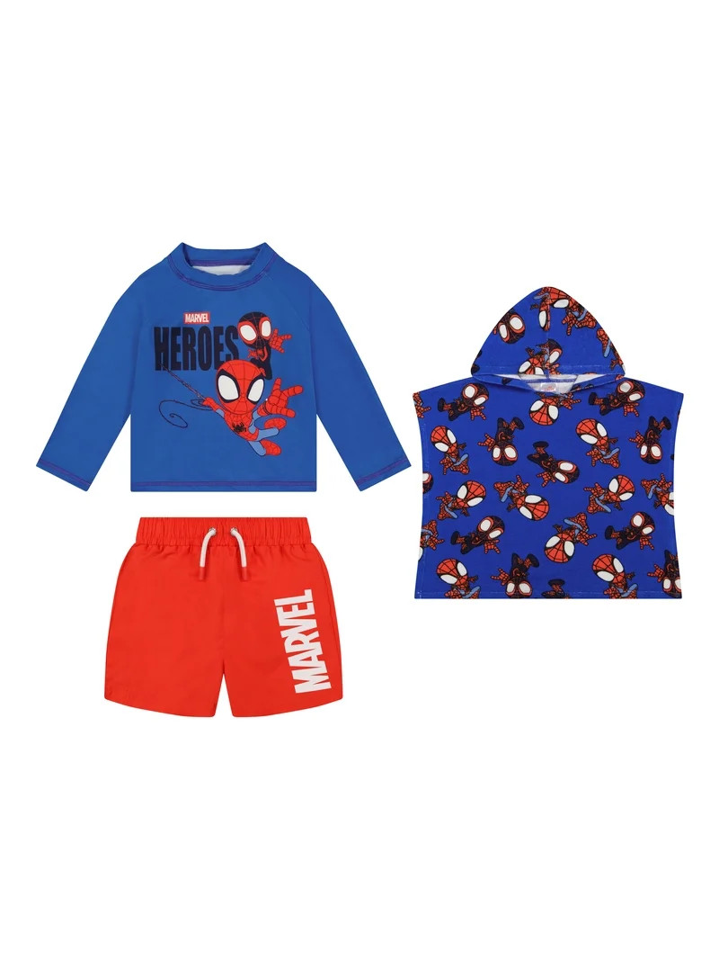 Character Toddler Boy Rash Guard Swim Set with Coverup, 3- Pieces, Sizes 12M- 5T | Walmart (US)