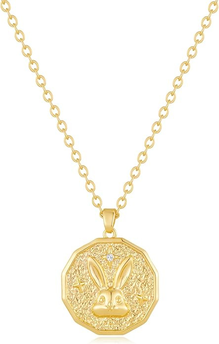 Dainty Gold Bunny Necklace for Women Cute Rabbit Animal Pendant Necklace Jewelry Gift for Her | Amazon (US)