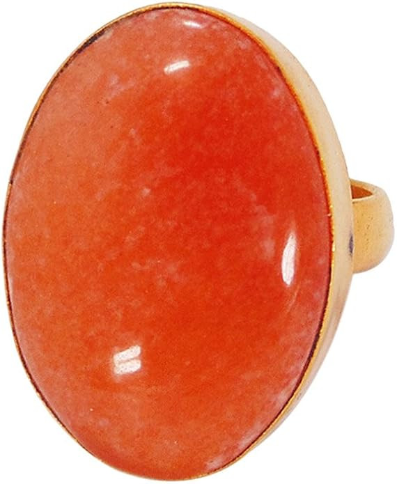 18k Gold Vermeil Bezel Set Sunstone Statement Ring Ideas | Amazon (US)