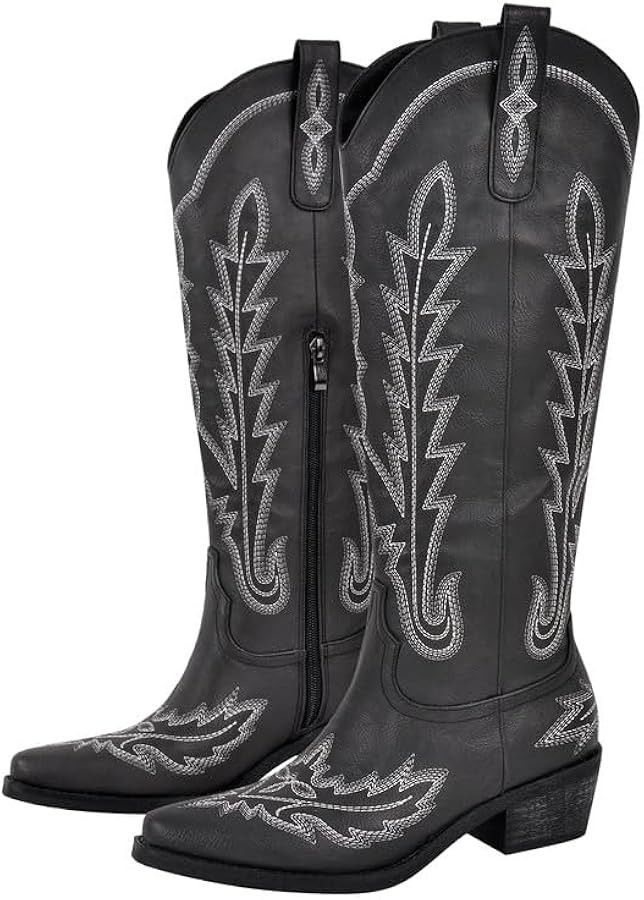 sexytag Cowboy Boots for Women Knee High Cowgirl Boots Wide Calf Embroidered Western Boots | Amazon (US)