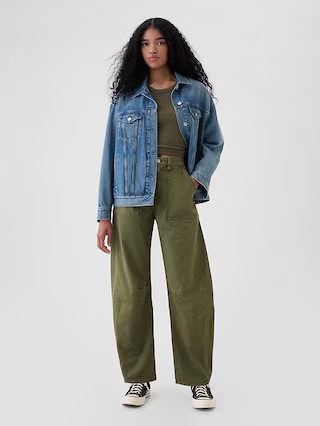 Mid Rise Twill Barrel Pants | Gap (US)
