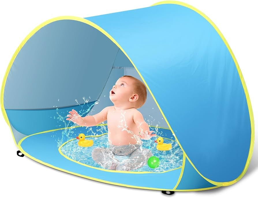 Baby Beach Tent with Pool, Pop Up Sun Shelter UPF 50+ UV Protection for Infant Toddlers, Portable... | Amazon (US)
