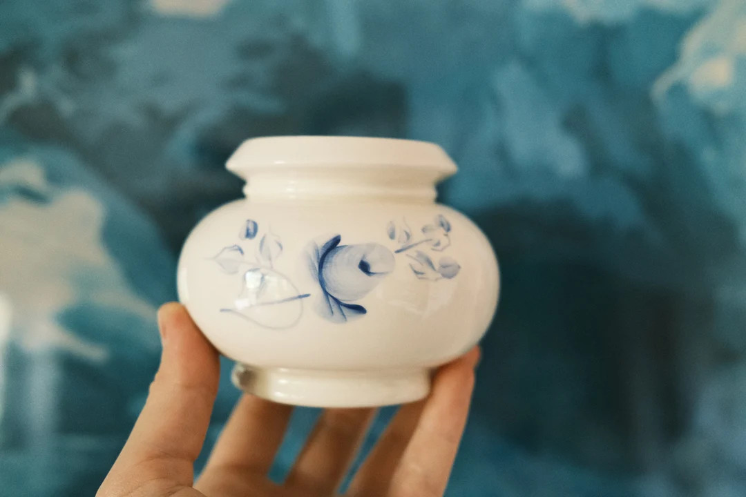 Porcelain Handpainted Blue Rose Candle Holder / Homco / Lasting Products Inc. | Etsy (US)