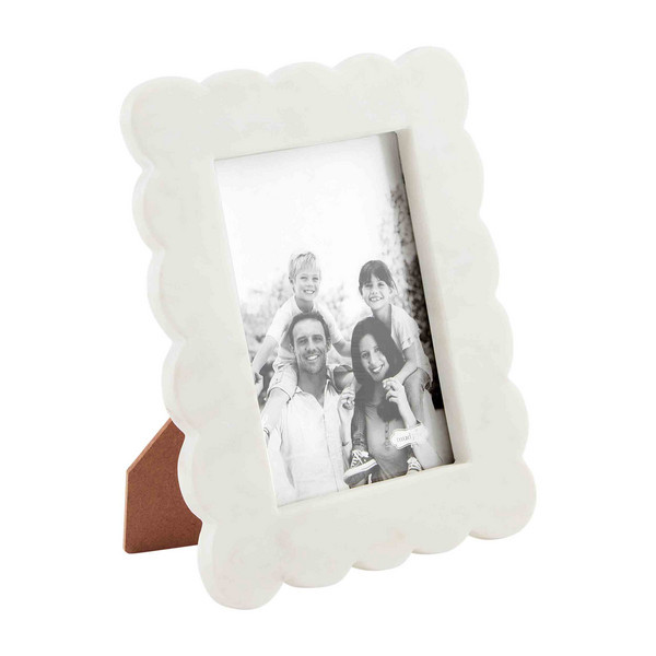 Mud Pie Large Scalloped Picture Frame in White | Marble | Mud Pie