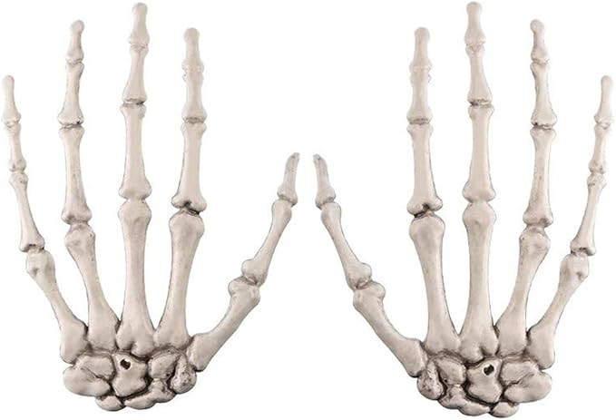 Hosfairy 1 Pairs Halloween Skeleton Hands Plastic Hand Skeleton Model for Halloween Decoration Te... | Amazon (US)