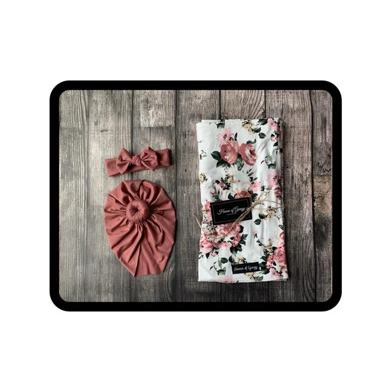 Baby Girl Coming Home Set Newborn Mauve Floral on Ivory | Etsy | Etsy (US)