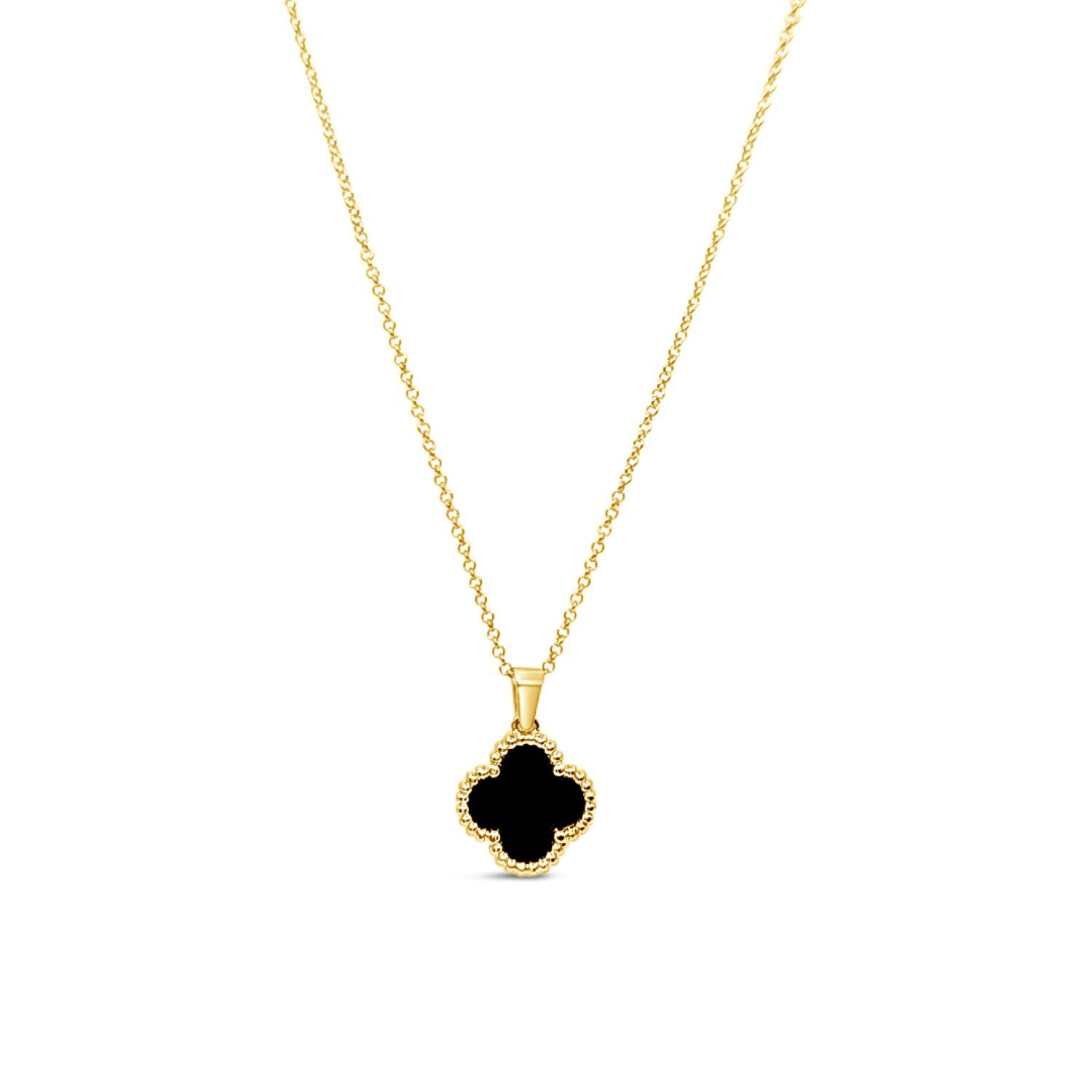 Clover Pendant-Black Agate - Gold | Wolf & Badger (US)