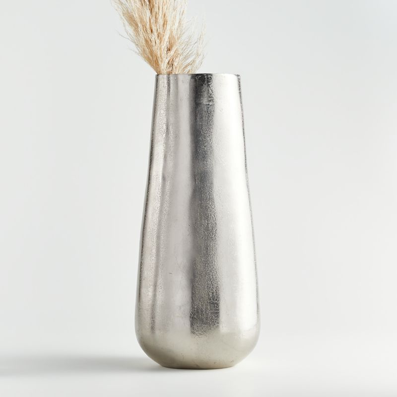 Element Metal Silver Vase + Reviews | Crate and Barrel | Crate & Barrel