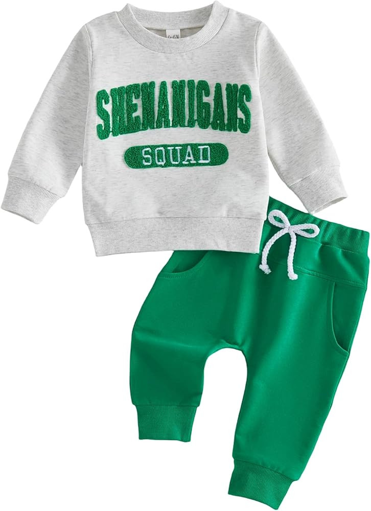 Toddler Baby Boy Clothes Crewneck Sweatshirt Long Sleeve Letter Print Shirt with Pants Cute Fall ... | Amazon (US)