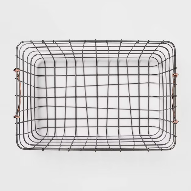 16"x11"x8" Wire Basket with Handle Gray/Copper - Threshold™ | Target