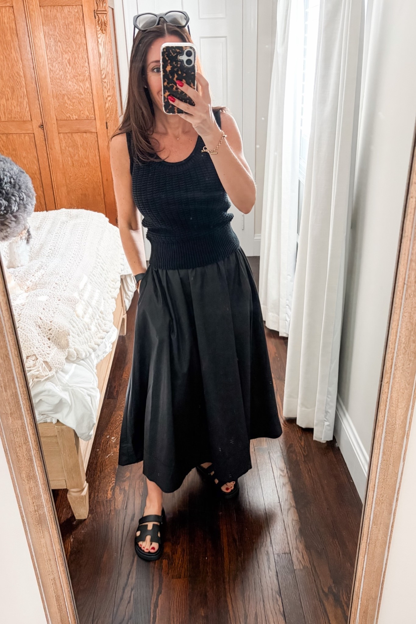 Amazon circle skirt, QUINCE sweater tank, and Hermes dupes by Steve Madden, they are true to size

#LTKWorkwear #LTKOver40