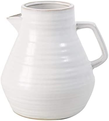 Elegant Ceramic Glazed Flower Pots with Handle. White Decorative Vases & Water Pitcher, Fine Porc... | Amazon (US)