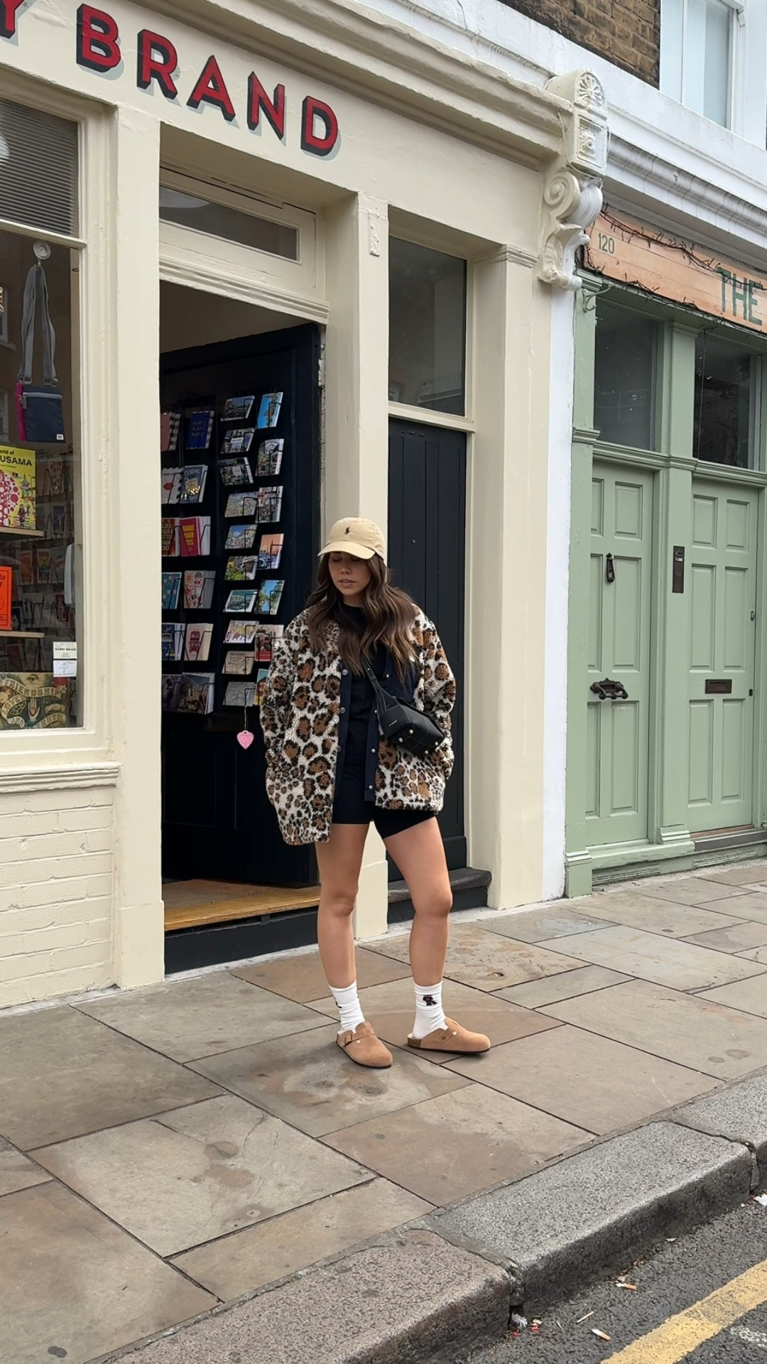 Off duty casual outfit for autumn styling a leopard print fleece jacket from Balzac with Ralph Lauren cap and lululemon align crop and shorts, with suede mules 

#LTKautumn #LTKuk #LTKeurope