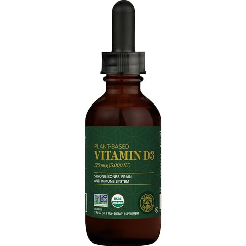 Global Healing Center - USDA Organic Vitamin D3 5000IU Liquid Supplement Drops for Women & Men - Non-GMO Helps Support Bones & Immune System, Vegan-Friendly Formula Delivers Active Form of Vitamin D | Amazon (US)