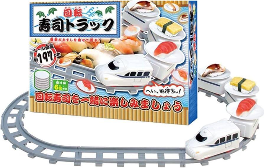 Sushi Train, Three Cars Rotating Sushi Train, Track Length 197cm, Battery Powered. (Note: No Batt... | Amazon (US)