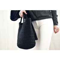 Handmade Handbag, Crochet Black Tote Bag, Scandinavian Style Purse, Gift For Woman | Etsy (US)