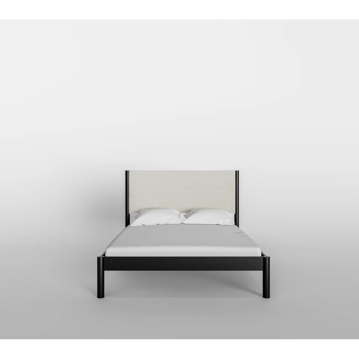 Ardin Solid Wood Bed Frame With Cream Boucle Upholstered Headboard | Wayfair North America
