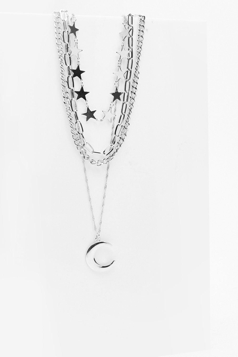 Womens Ticket to the Moon Star Layered Necklace - Silver | NastyGal (US & CA)