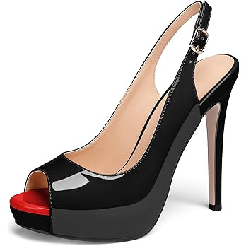 AUMOTED Women's High Heel Slingback Pumps Stilettos High Heels Patent Slingback Pumps Solid Peep ... | Amazon (CA)