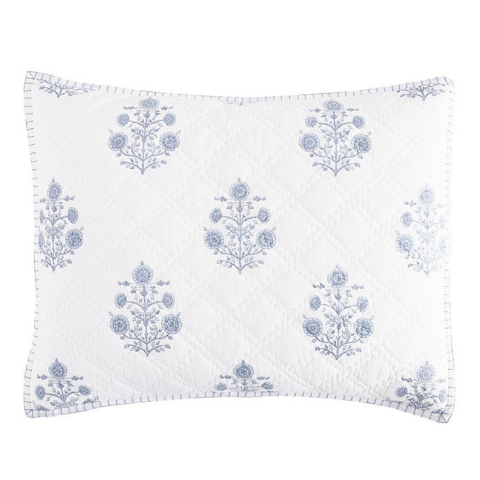 Pia Block Print Floral Quilt in Cotton | Ballard Designs, Inc.