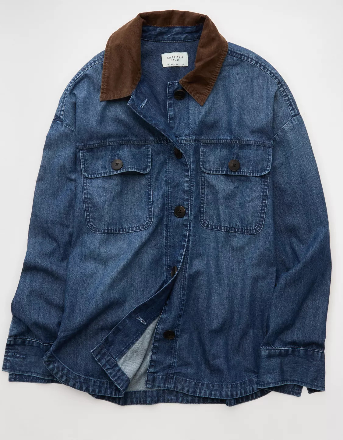 AE Lightweight Denim Shacket | American Eagle Outfitters (US & CA)