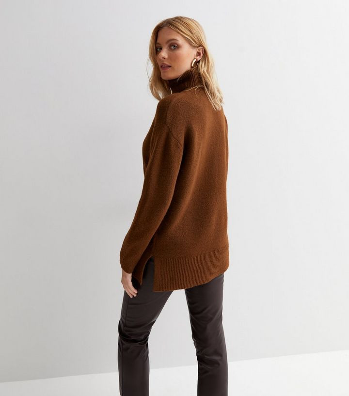 Rust Knit Roll Neck Long Jumper | New Look | New Look (UK)