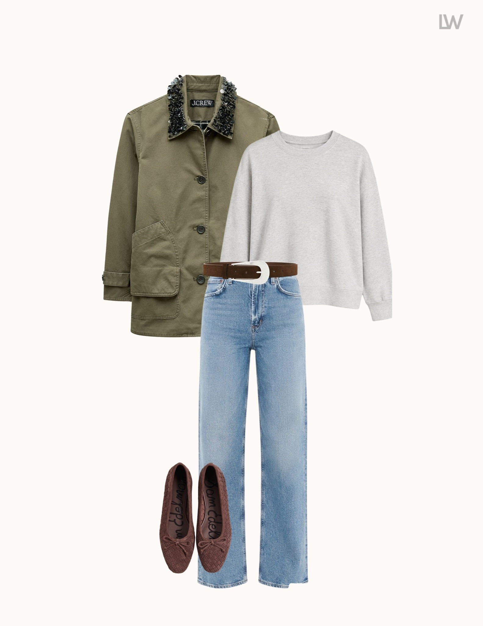 Fall capsule outfit! I wear S in top and 26 in jeans. Jacket you can wear TTS or size up one for an oversized fit.