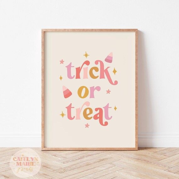 Trick or Treat Print Boho Halloween Print Cute Halloween - Etsy | Etsy (US)