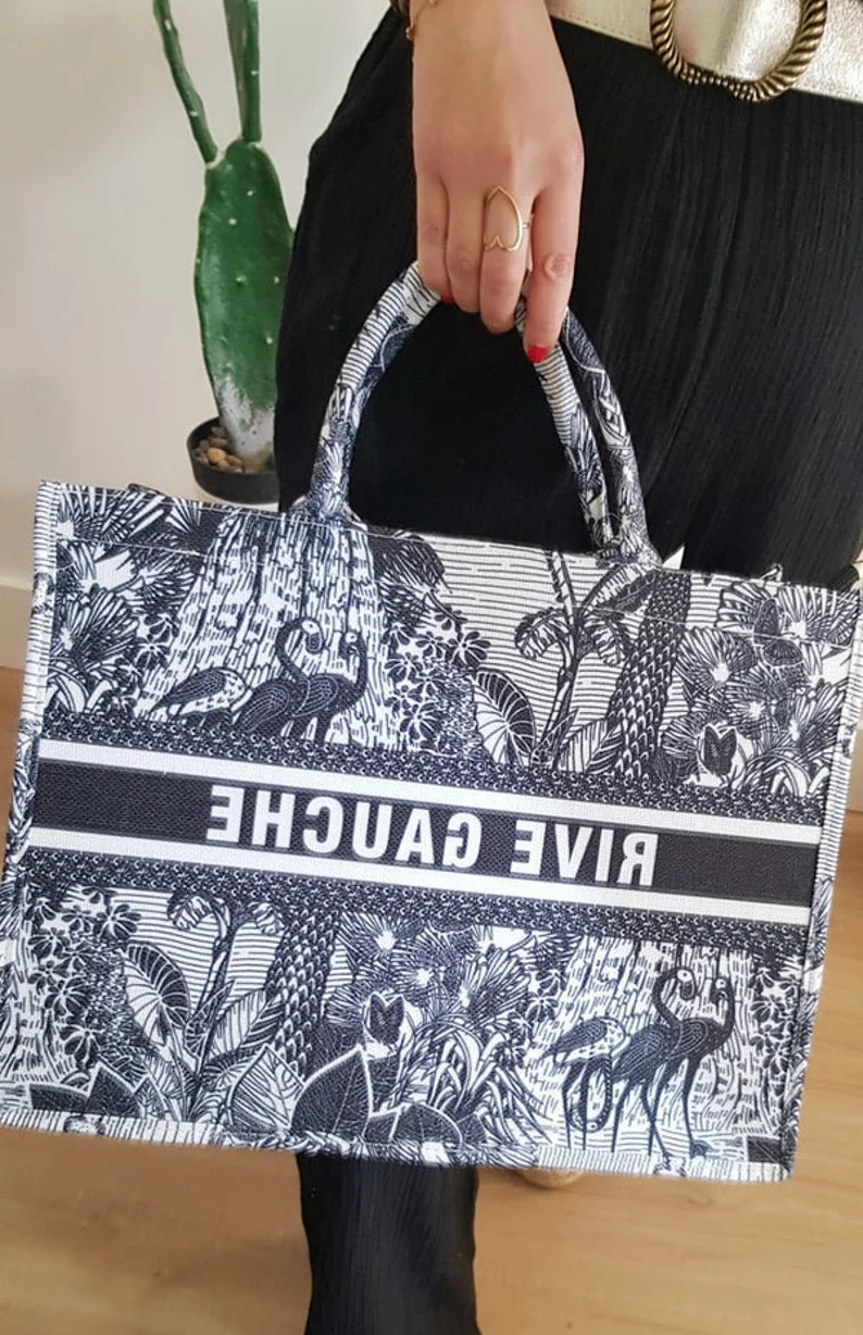 Rigid Tote Bag "rive Gauche Paris" Printed Toile De Jouy, Various Colors - Etsy Spain | Etsy (US)