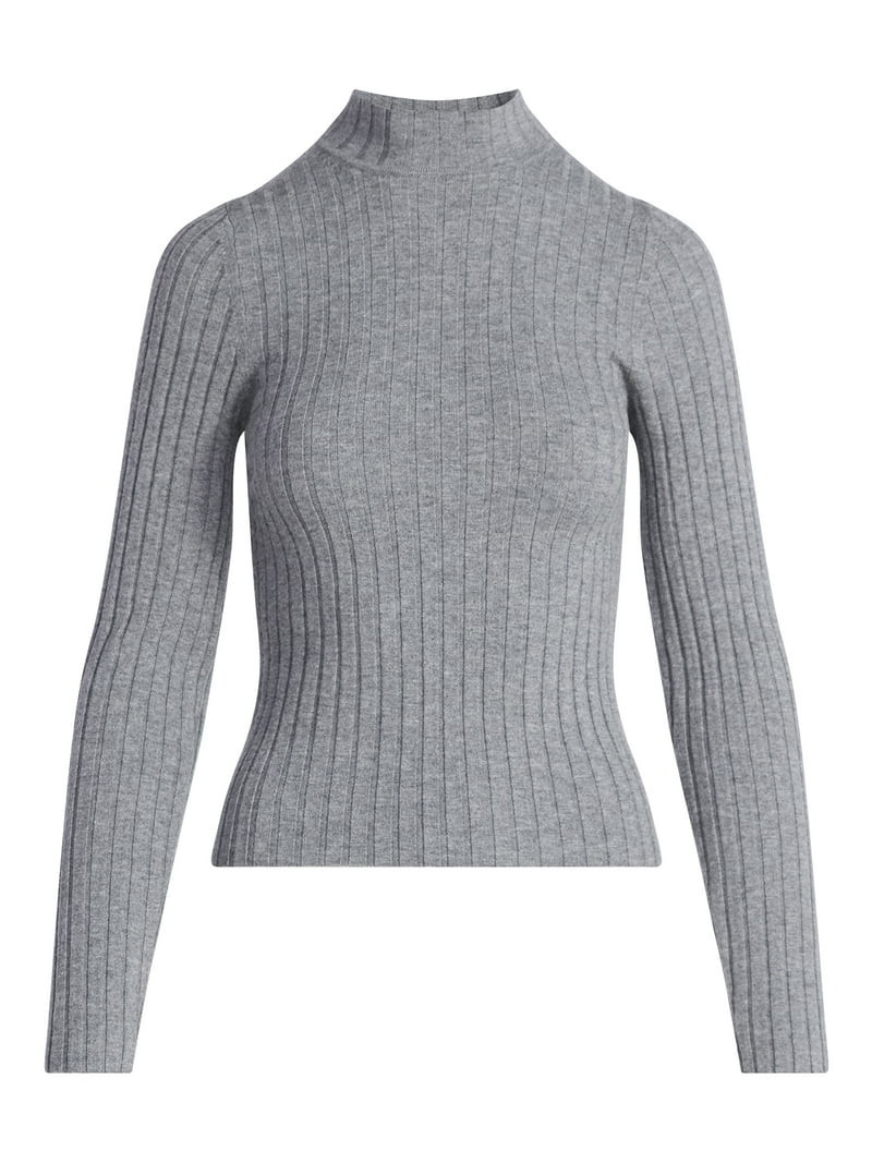Scoop Women's Ribbed Mockneck Sweater, Lightweight, Sizes XS-XXL | Walmart (US)