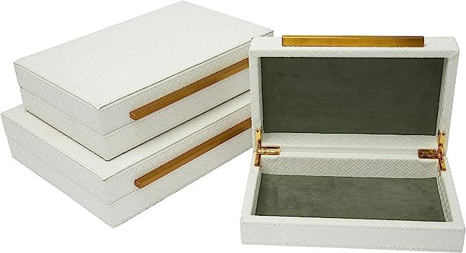 Sagadale Set of 3pcs White Faux Leather Jewelry boxes, Decorative boxes, Women& Men's Aceesssory ... | Amazon (US)