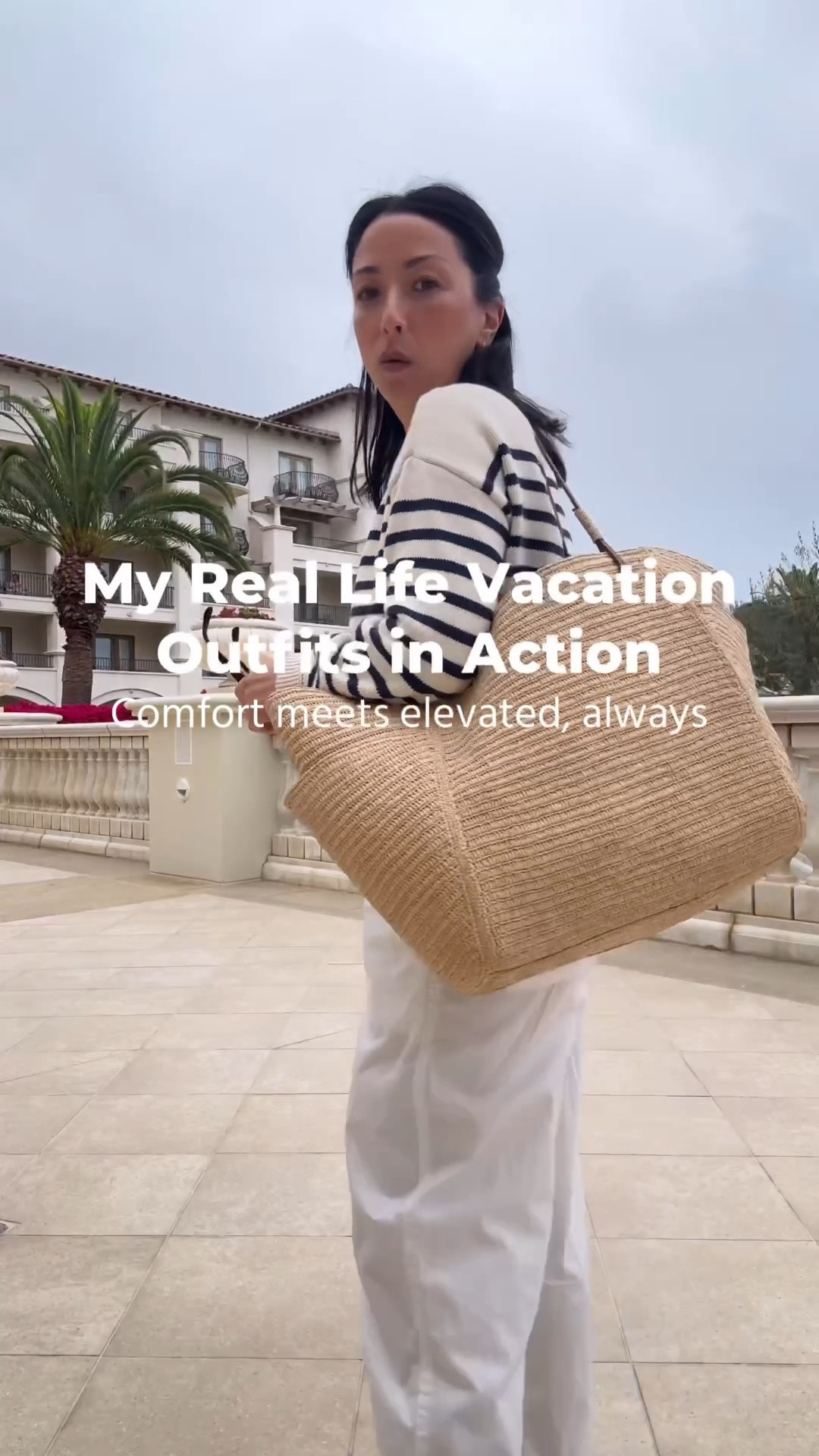 Real life vacation outfits - beach side so a bit chillier in the mornings. What we wore to breakfast. 

Minnow sweater small
Gap poplin pants petite xs
Beek sandals 5
Sezane tote - old. 
Celine sunglasses 
Electric picks earrings
Dorsey James necklace 15”
Celine sunglasses

#LTKmomlife #LTKPetite #LTKTravel