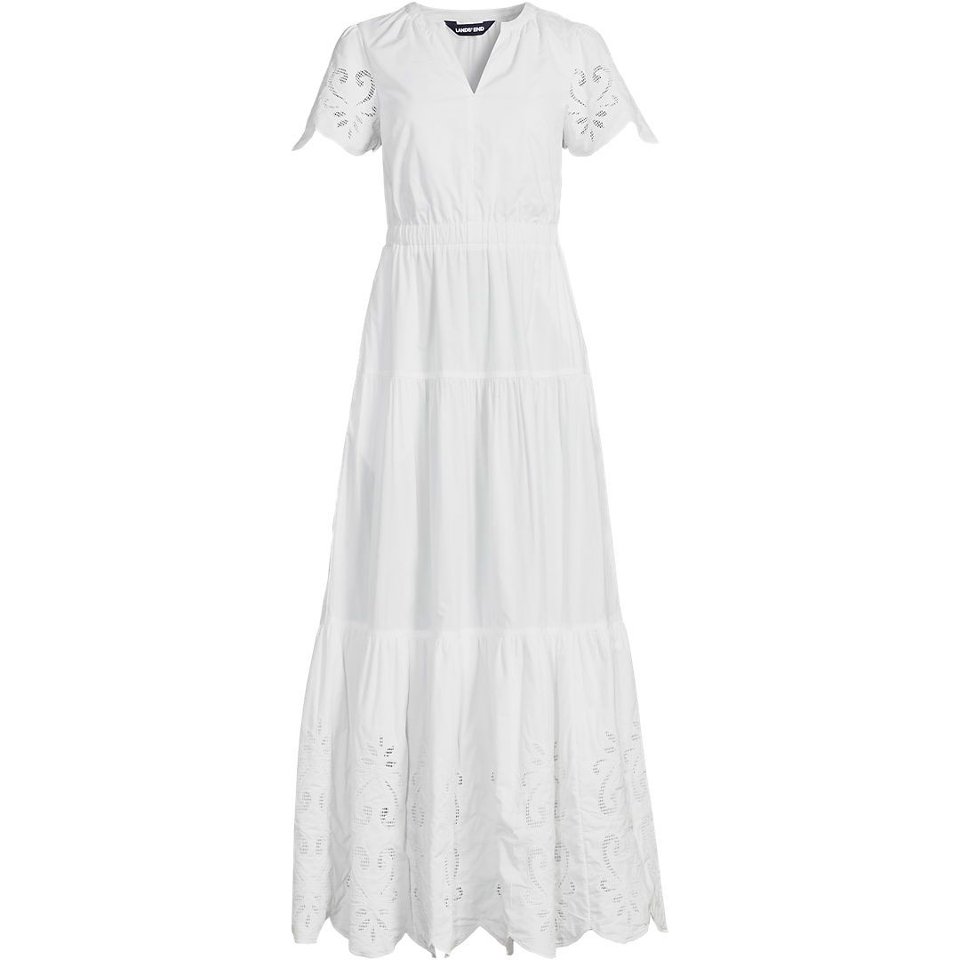 Women's Tiered Eyelet Maxi Dress | Lands' End (US)