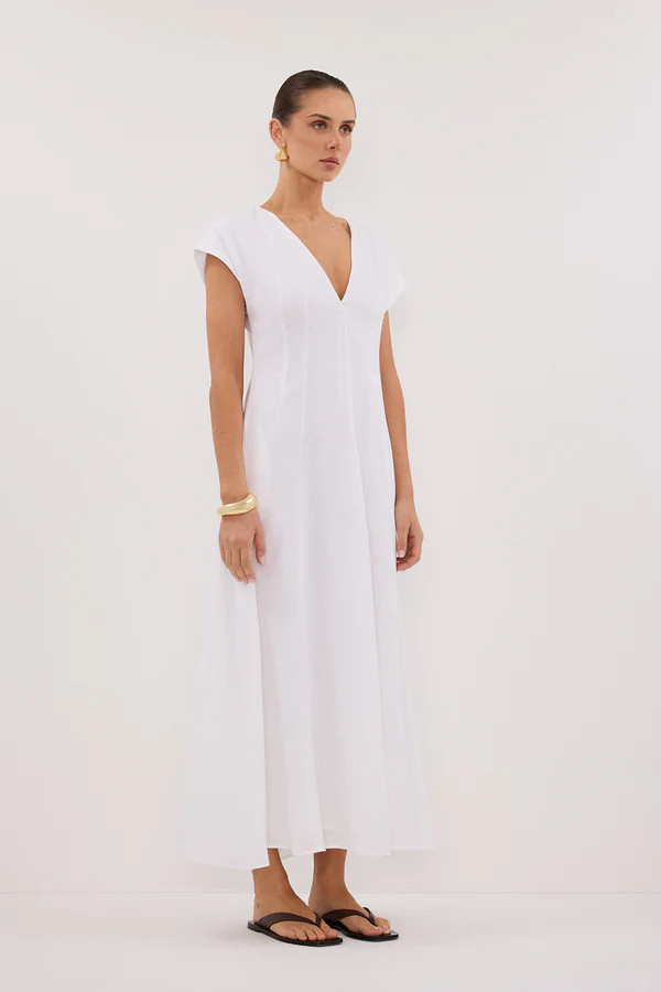 MATISSE WHITE LINEN MIDI DRESS | DISSH