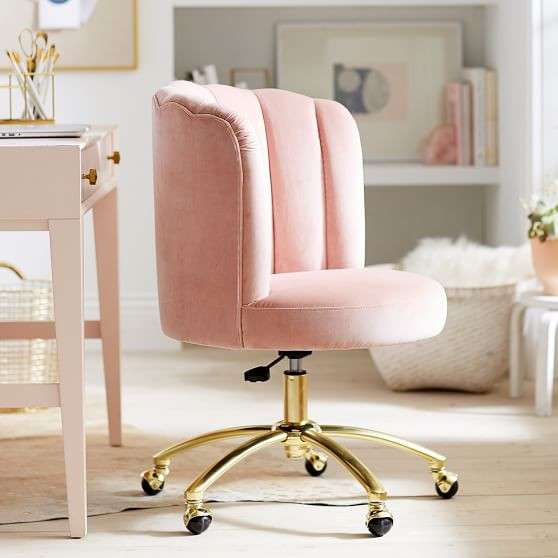 Luxe Velvet Dusty Rose Swivel Desk Chair | Pottery Barn Teen