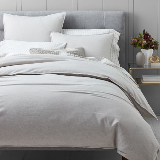 Flannel Solid Duvet Cover + Shams - Frost Gray | West Elm (US)