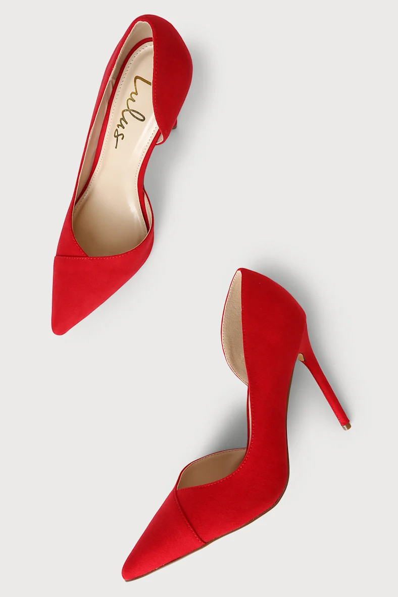 Satsuki Red Suede Pointed-Toe D'Orsay Pumps | Lulus